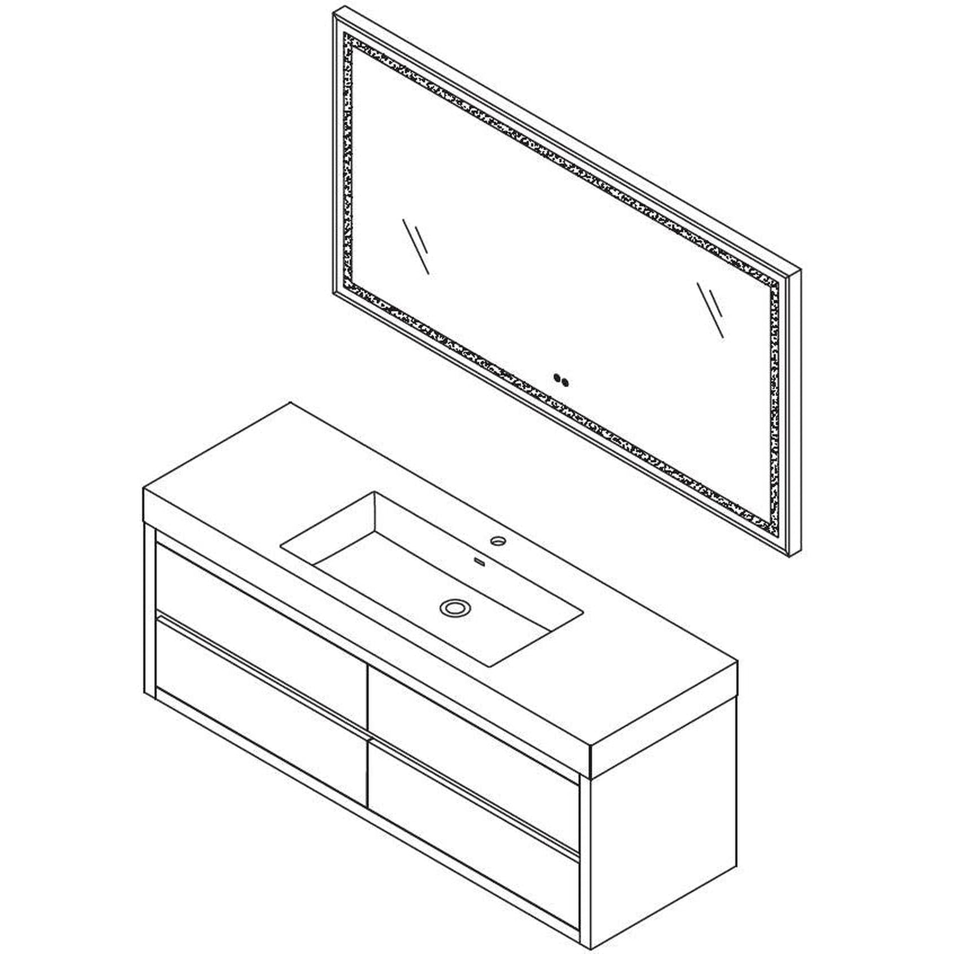 Vinnova Palencia 60" Single Sink Wall-Mount Bath Vanity In North Carolina Oak With Grey Composite Integral Square Sink Top And Mirror