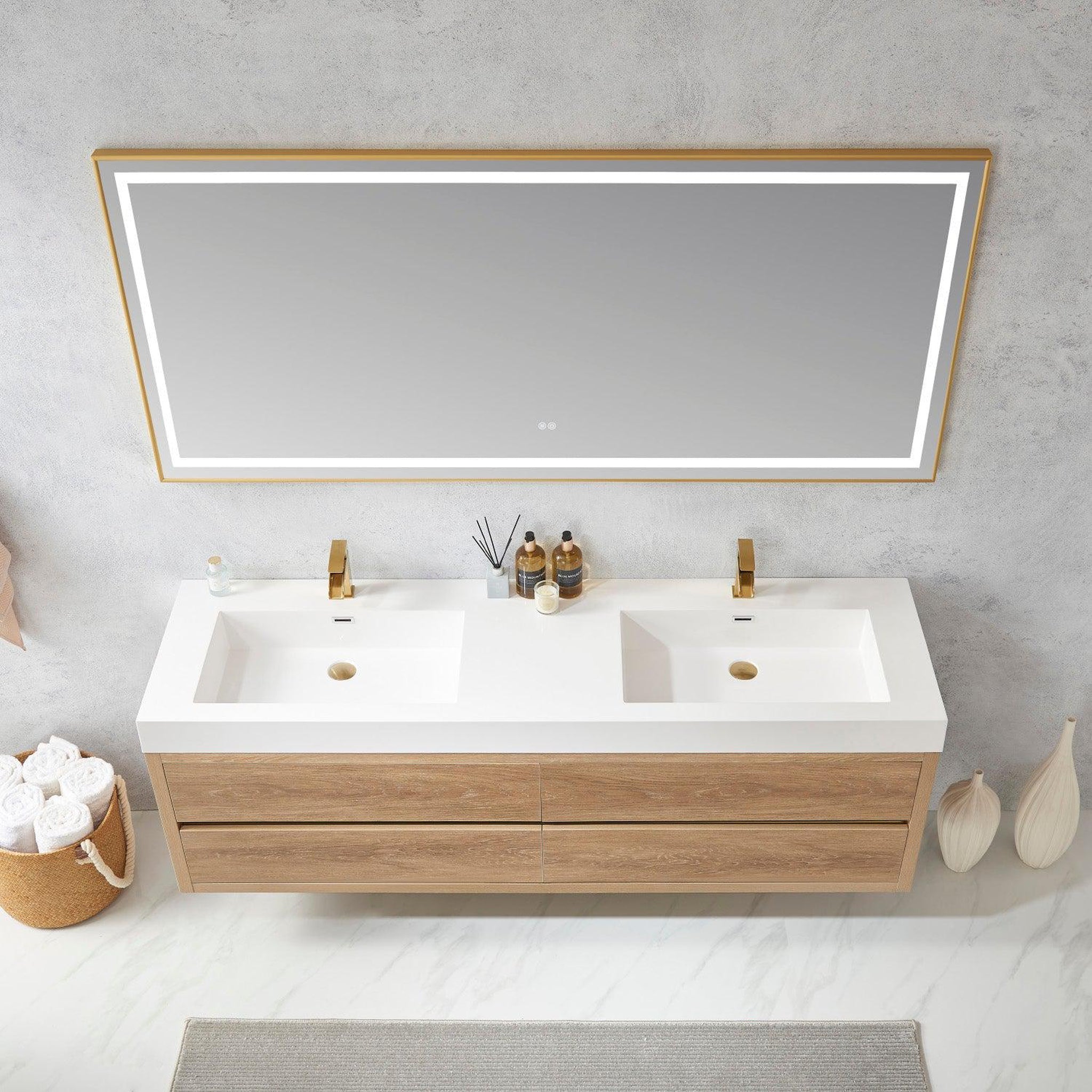 Vinnova Palencia 72" Double Sink Wall-Mount Bath Vanity In North Ameri ...