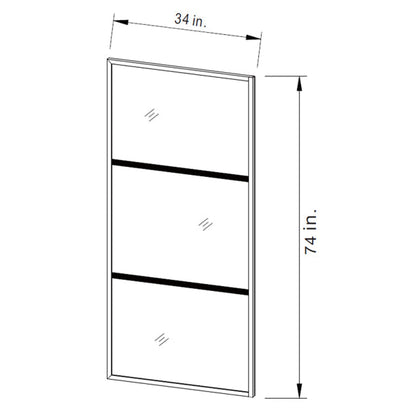 Vinnova Puerto 34" x 74" Framed Fixed Glass Panel in Matte Black Finish