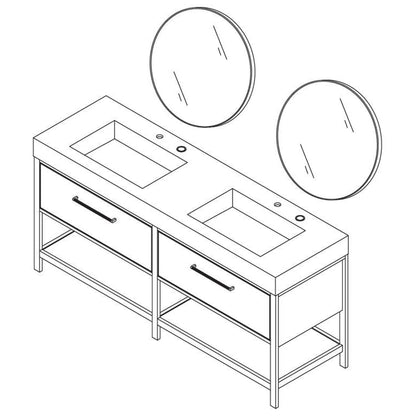 Vinnova Segovia 72" Double Sink Bath Vanity In Suleiman Oak Finish With Black Sintered Stone Top