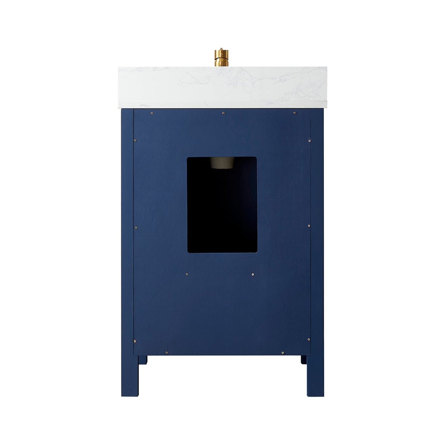 Vinnova Shannon 24" Single Vanity In Royal Blue And Composite Carrara White Stone Countertop