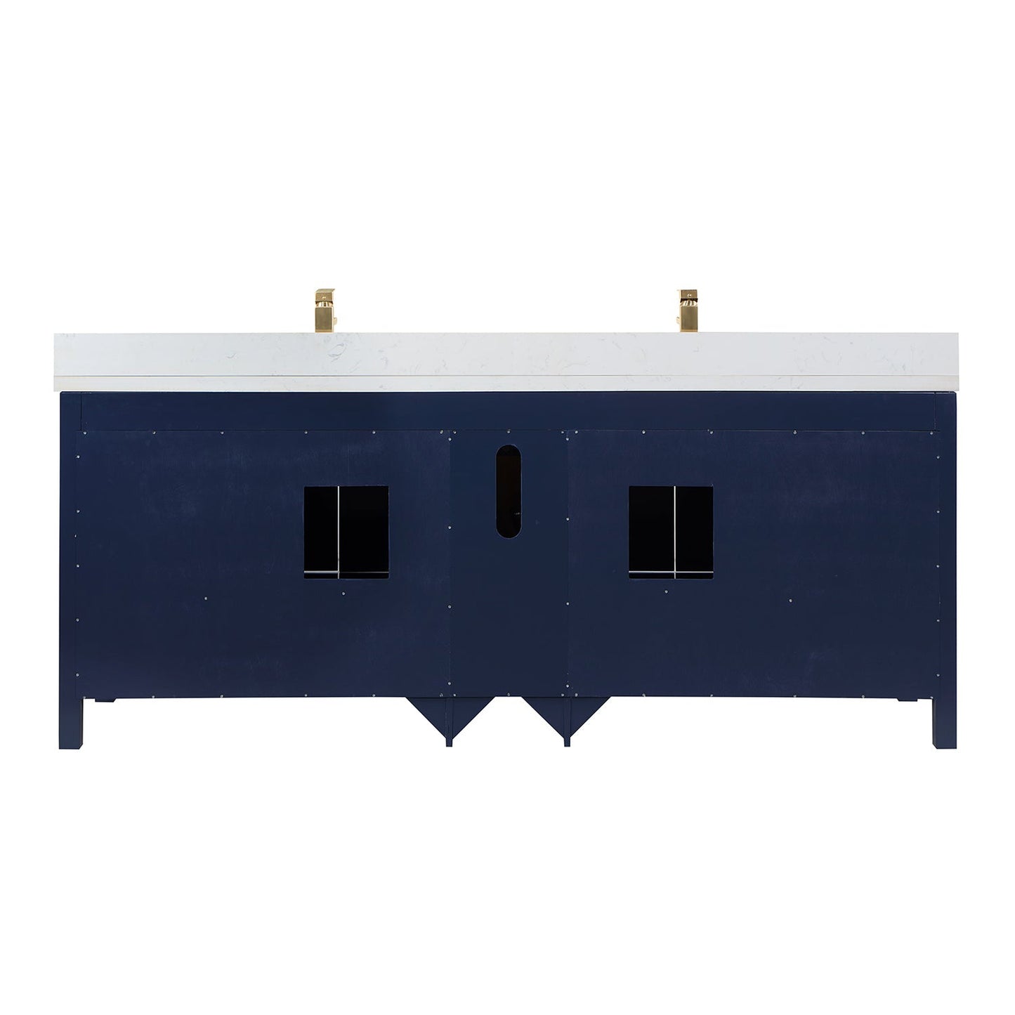 Vinnova Shannon 84" Double Vanity In Royal Blue And Composite Carrara White Stone Countertop