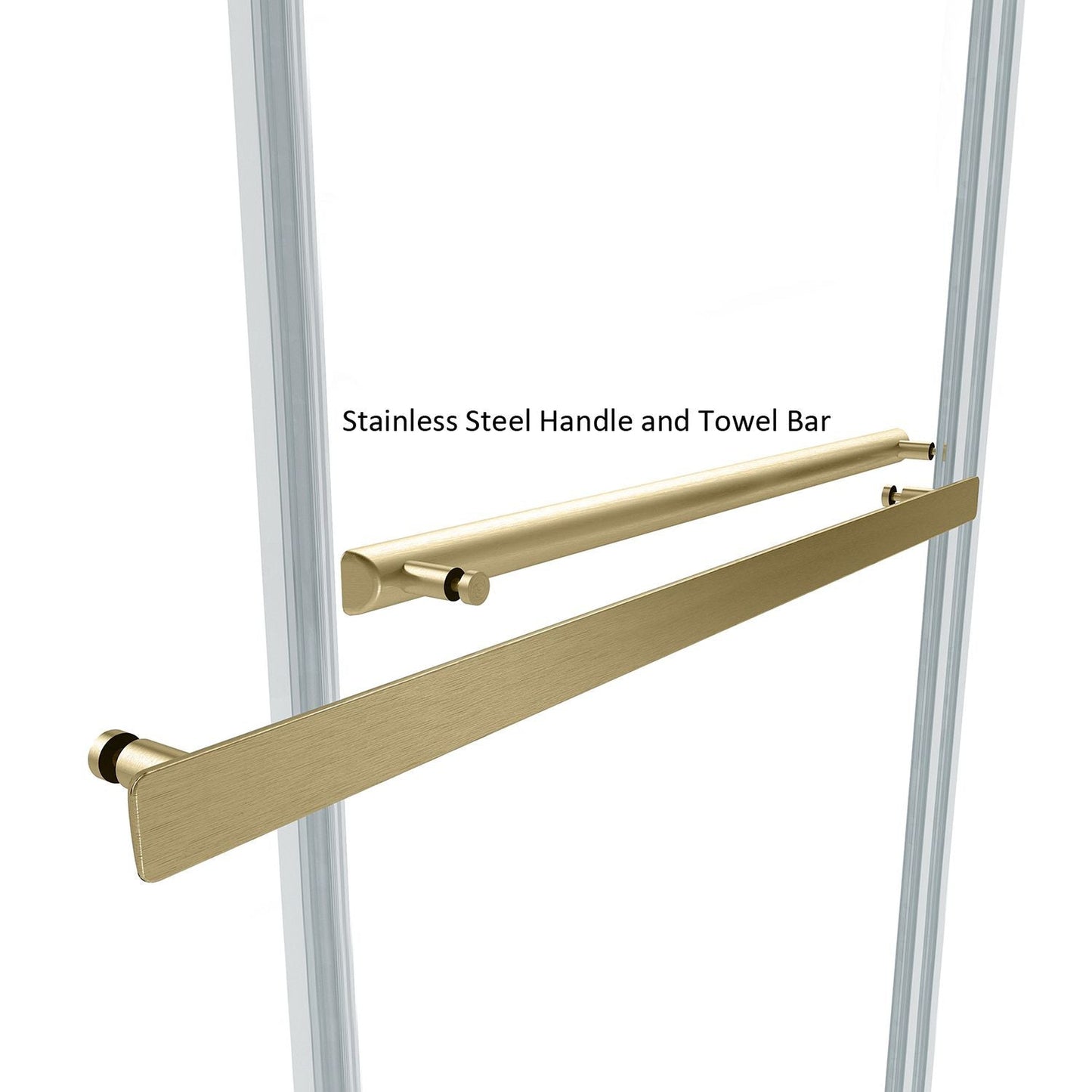 Vinnova Spezia 48" x 76" Rectangle Double Sliding Frameless Shower Enclosure in Brushed Gold Finish