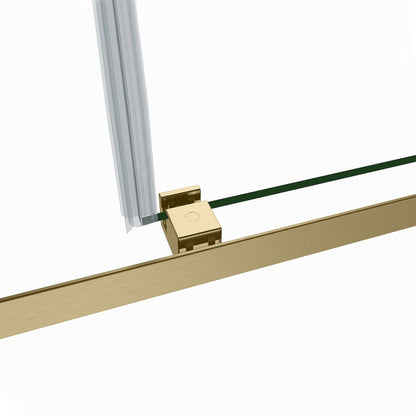 Vinnova Spezia 48" x 76" Rectangle Double Sliding Frameless Shower Enclosure in Brushed Gold Finish