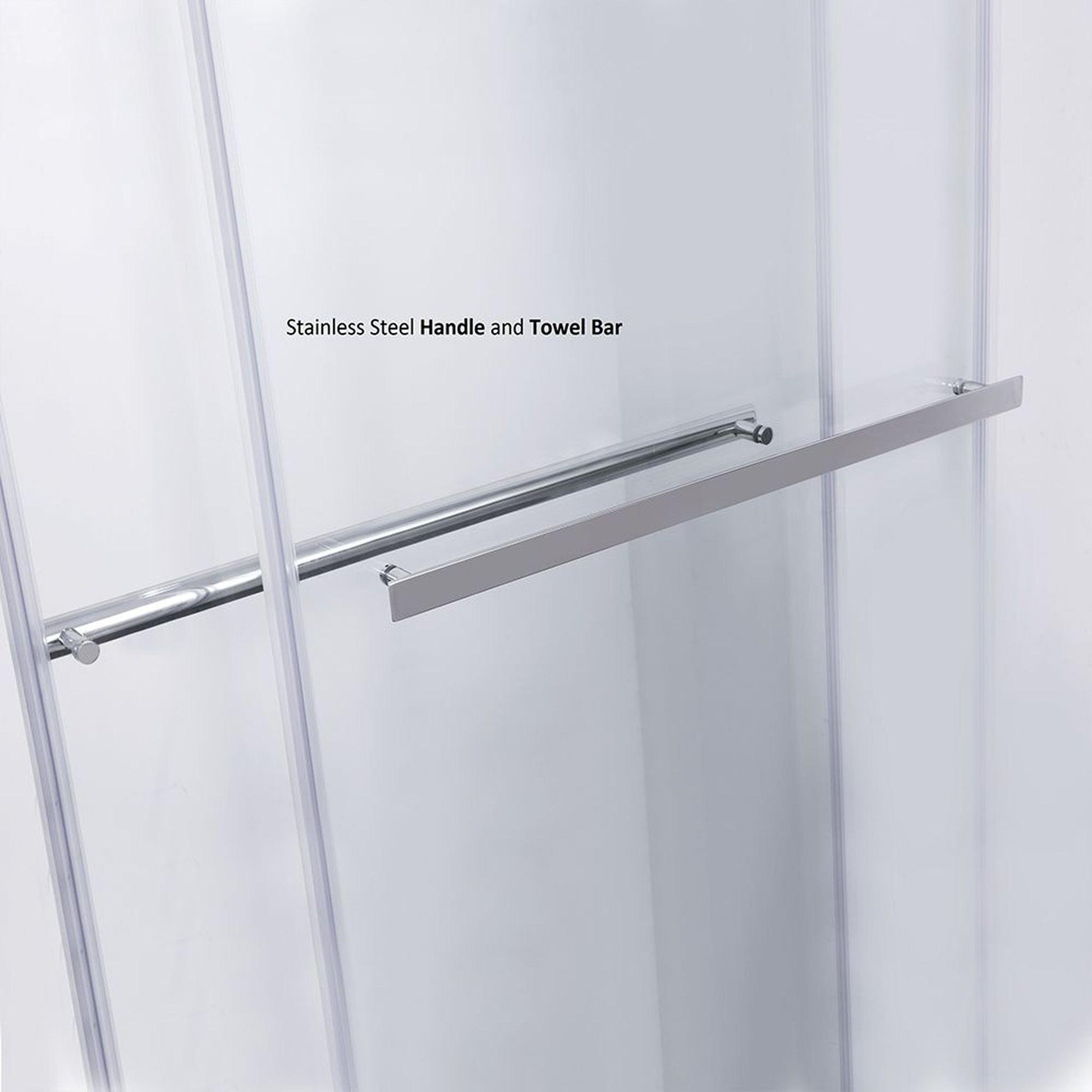 Vinnova Spezia 56" x 76" Rectangle Double Sliding Frameless Shower Enclosure in Brushed Nickel Finish