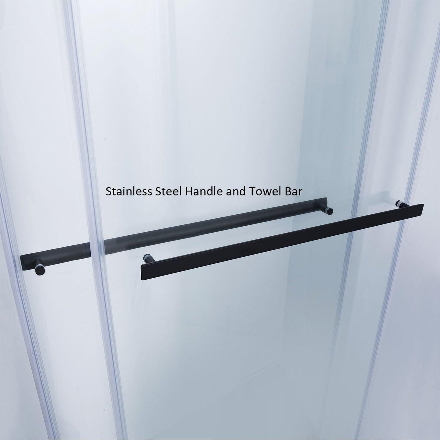 Vinnova Spezia 56" x 76" Rectangle Double Sliding Frameless Shower Enclosure in Matte Black Finish