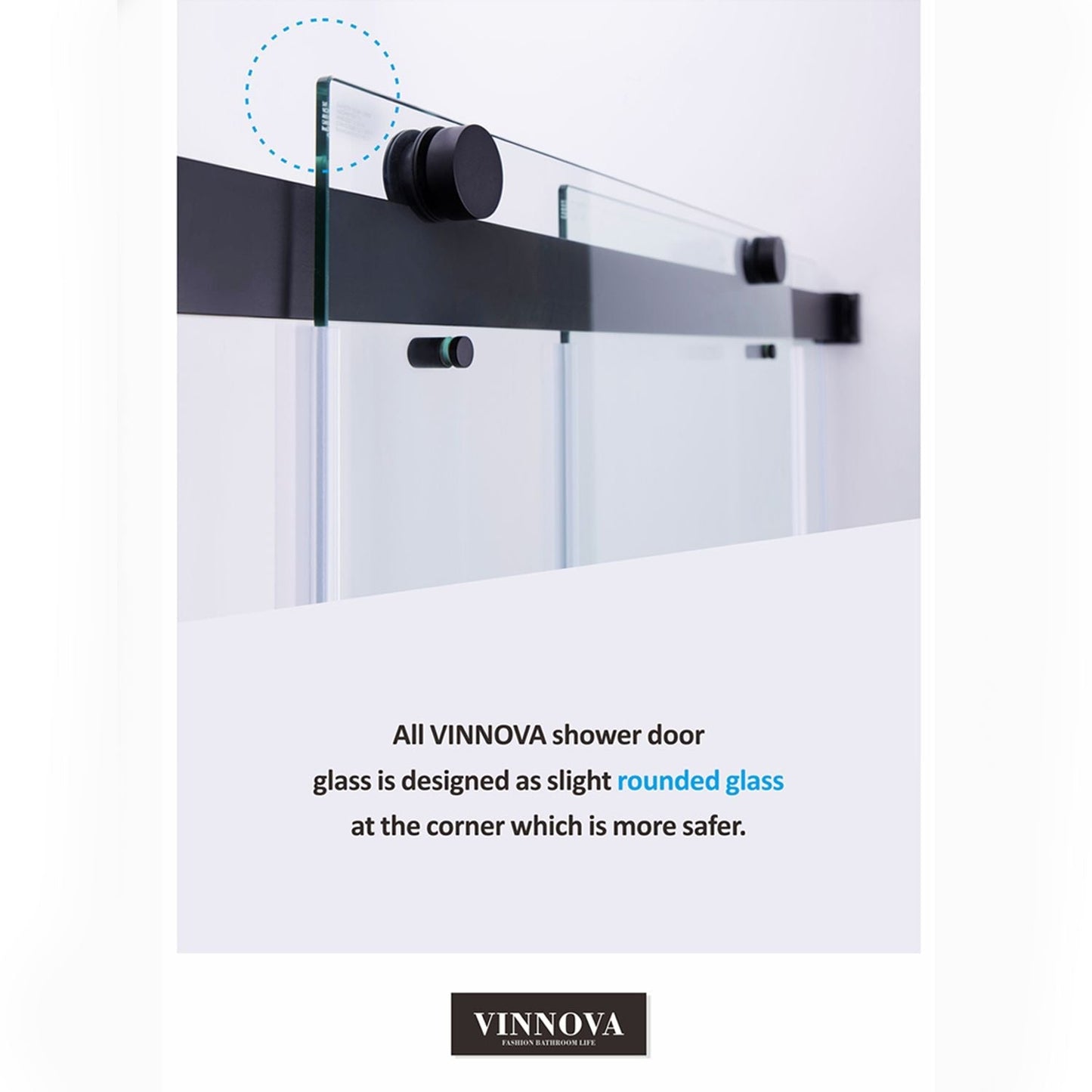 Vinnova Spezia 56" x 76" Rectangle Double Sliding Frameless Shower Enclosure in Matte Black Finish