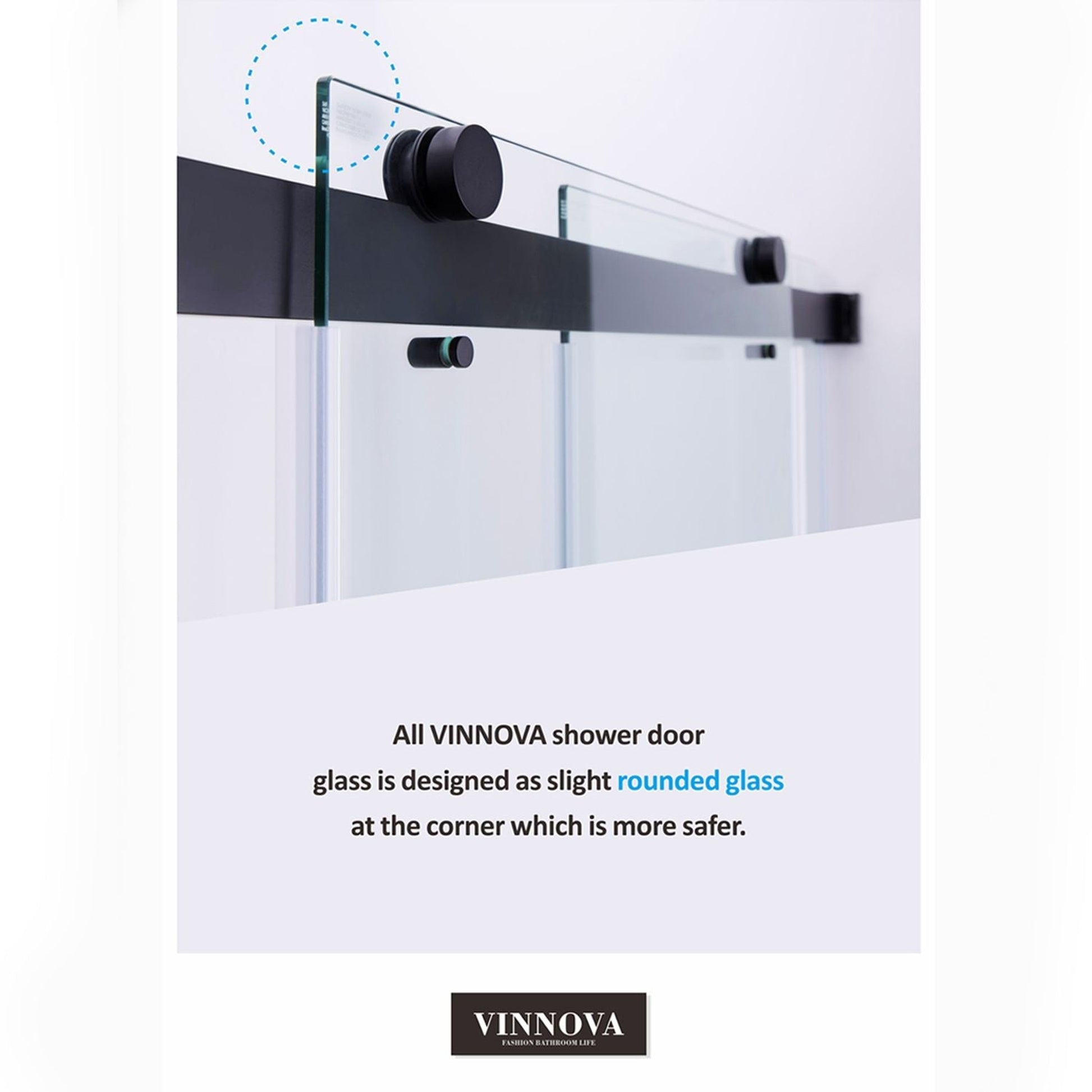 Vinnova Spezia 56" x 76" Rectangle Double Sliding Frameless Shower Enclosure in Matte Black Finish
