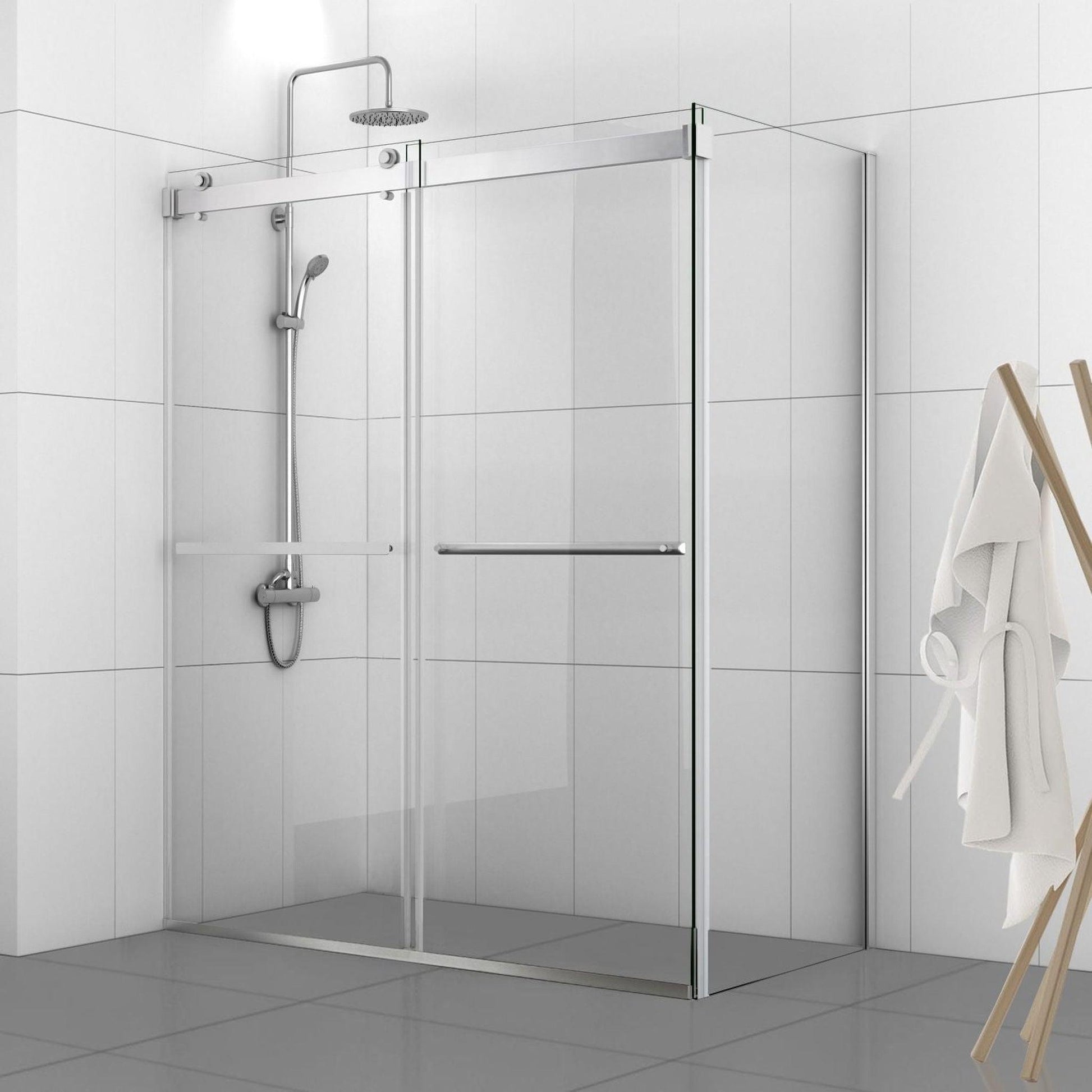 Vinnova Spezia 56" x 76" Rectangle Double Sliding Frameless Shower Enclosure in Polished Chrome Finish