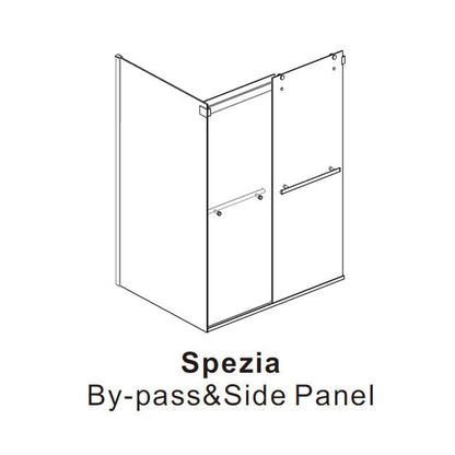 Vinnova Spezia 60" x 76" Rectangle Double Sliding Frameless Shower Enclosure in Brushed Gold Finish