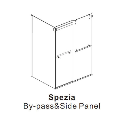 Vinnova Spezia 64" x 76" Rectangle Double Sliding Frameless Shower Enclosure in Brushed Gold Finish