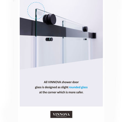 Vinnova Spezia 64" x 76" Rectangle Double Sliding Frameless Shower Enclosure in Brushed Nickel Finish