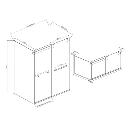 Vinnova Spezia 64" x 76" Rectangle Double Sliding Frameless Shower Enclosure in Brushed Nickel Finish