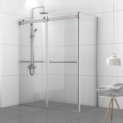 Vinnova Spezia 64" x 76" Rectangle Double Sliding Frameless Shower Enclosure in Brushed Nickel Finish