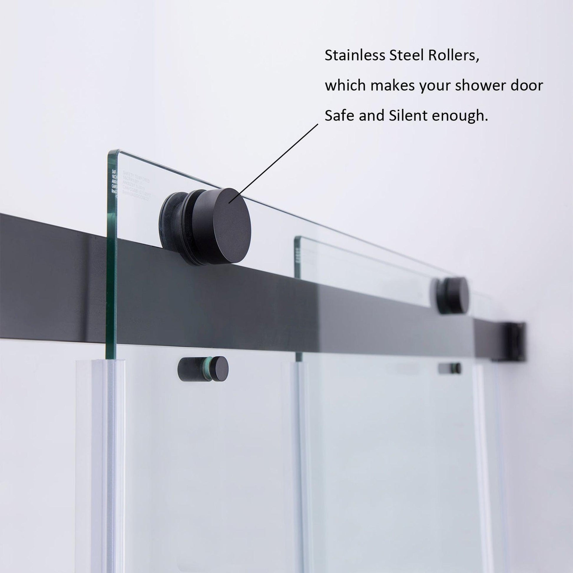 Vinnova Spezia 64" x 76" Rectangle Double Sliding Frameless Shower Enclosure in Matte Black Finish