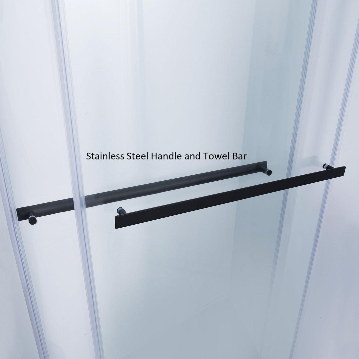 Vinnova Spezia 64" x 76" Rectangle Double Sliding Frameless Shower Enclosure in Matte Black Finish