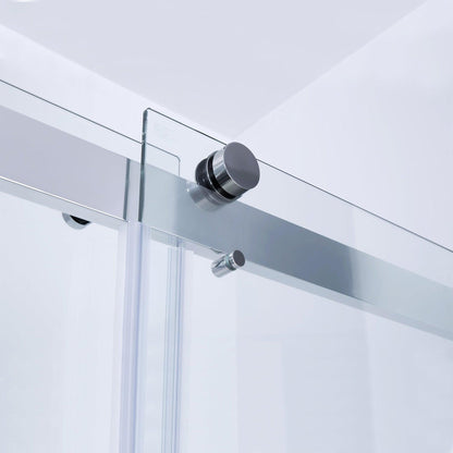 Vinnova Spezia 64" x 76" Rectangle Double Sliding Frameless Shower Enclosure in Polished Chrome Finish