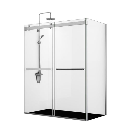 Vinnova Spezia 64" x 76" Rectangle Double Sliding Frameless Shower Enclosure in Polished Chrome Finish