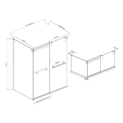 Vinnova Spezia 68" x 76" Rectangle Double Sliding Frameless Shower Enclosure in Brushed Nickel Finish