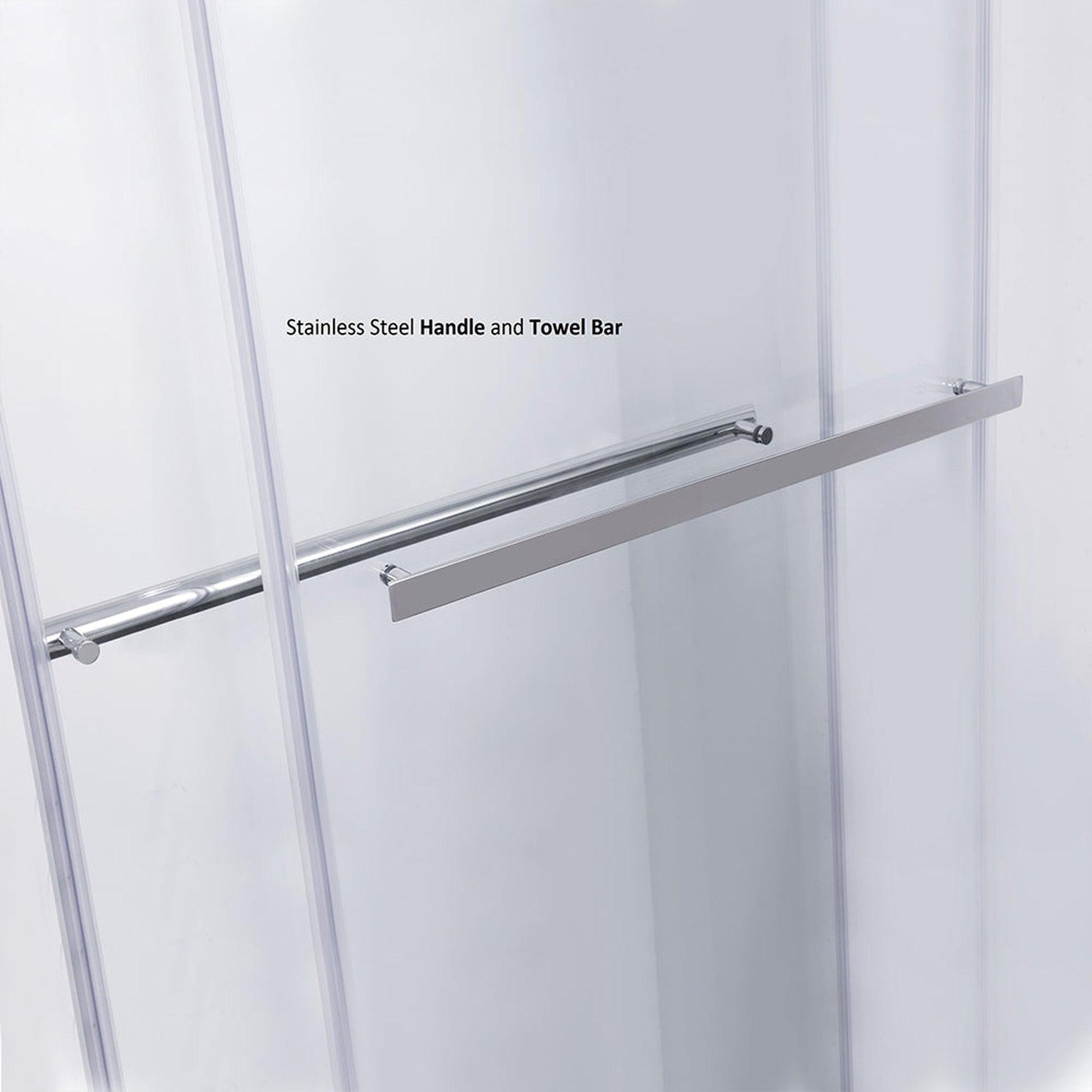 Vinnova Spezia 68" x 76" Rectangle Double Sliding Frameless Shower Enclosure in Brushed Nickel Finish