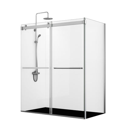 Vinnova Spezia 68" x 76" Rectangle Double Sliding Frameless Shower Enclosure in Polished Chrome Finish