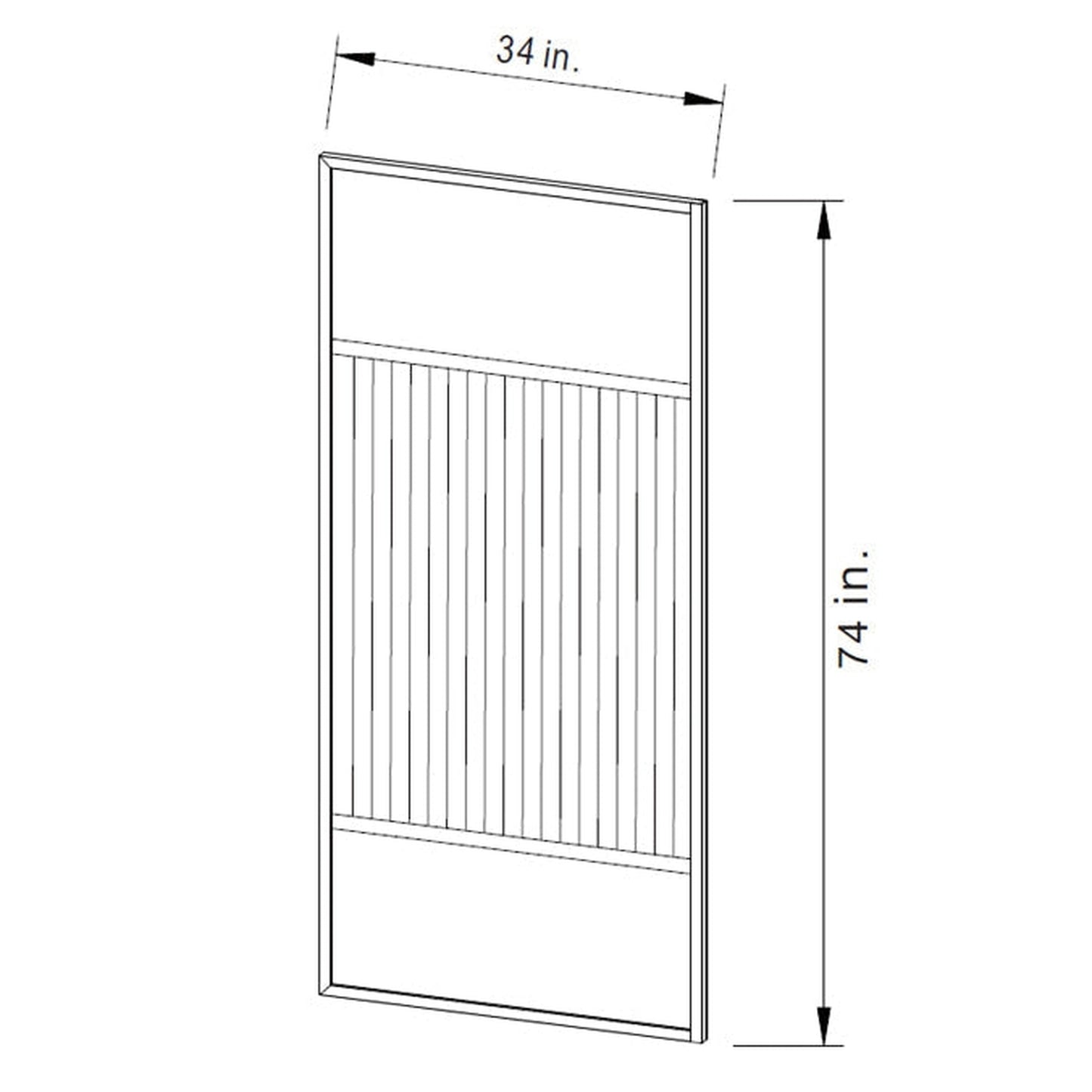 Vinnova Tafalla 34" x 74" Frameless Fixed Glass Panel in Brushed Gold Finish