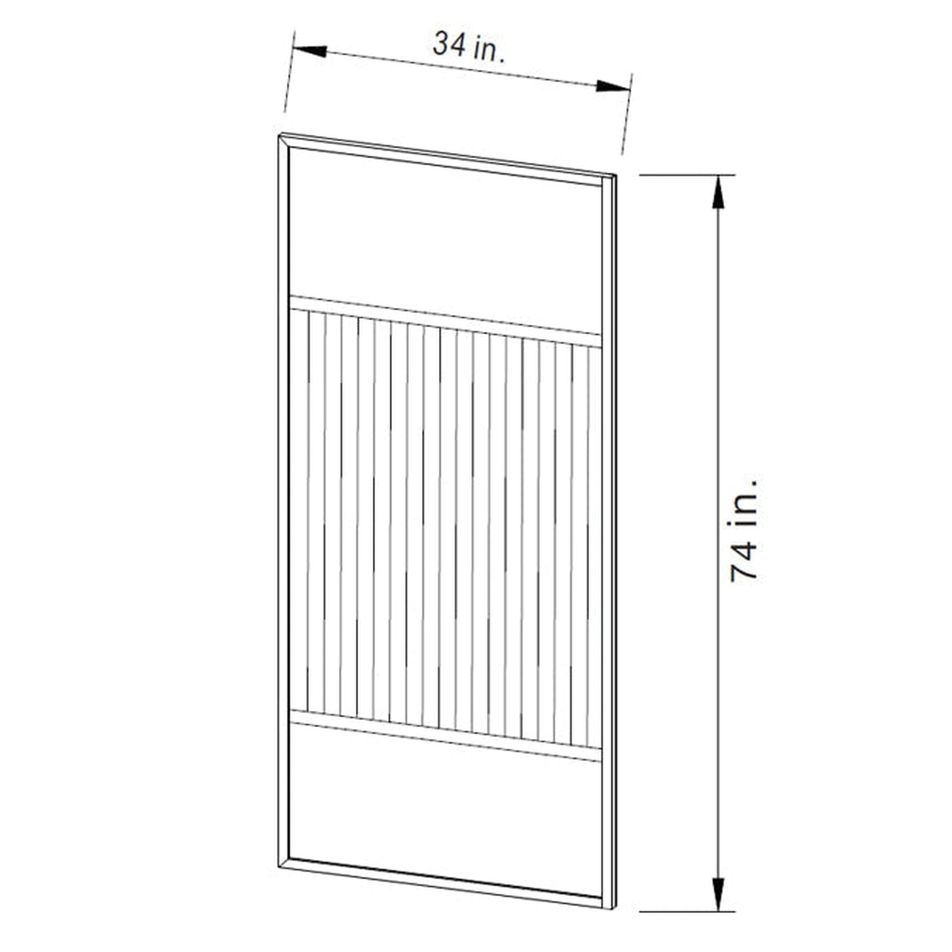 Vinnova Tafalla 34" x 74" Frameless Fixed Glass Panel in Brushed Gold Finish