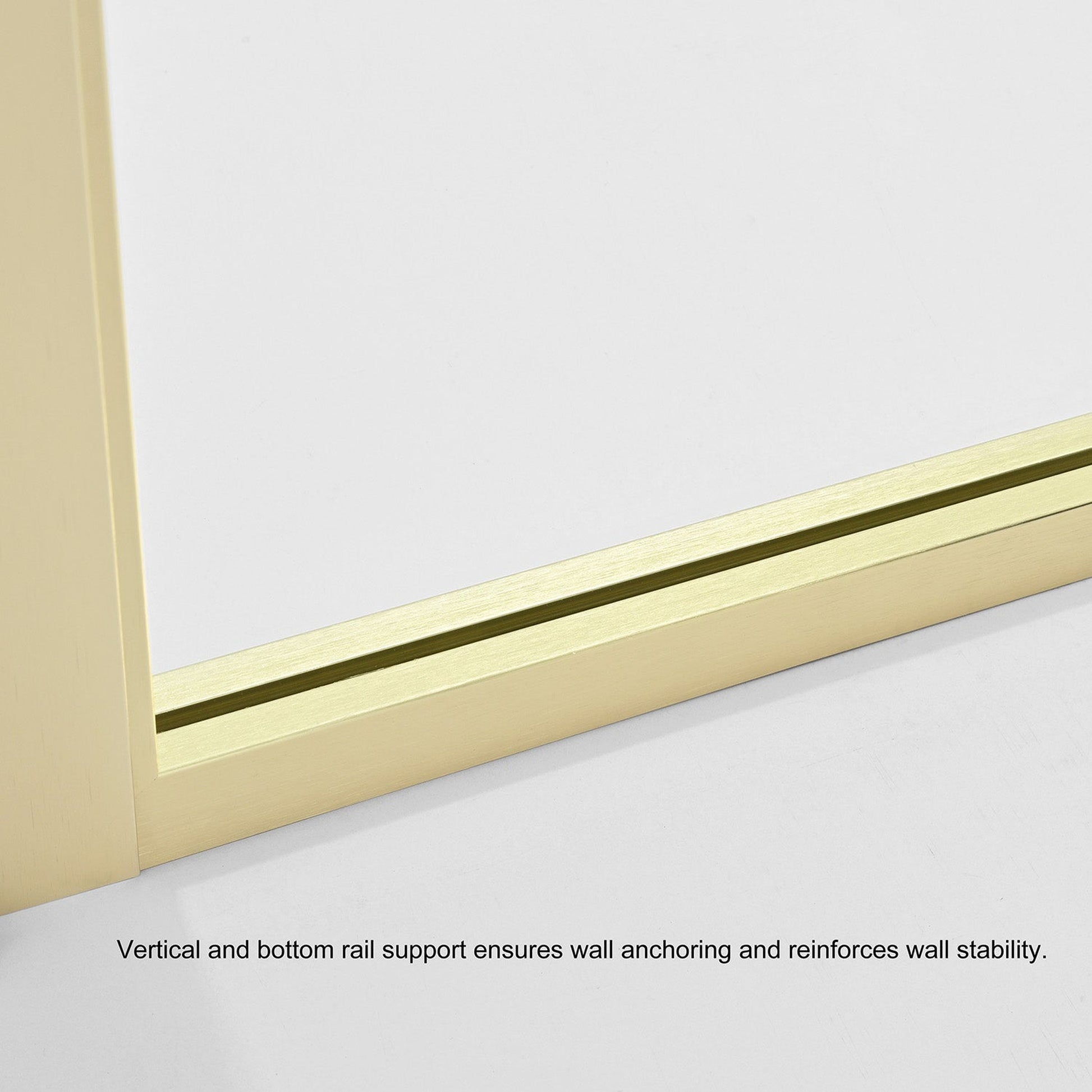 Vinnova Tafalla 34" x 74" Frameless Fixed Glass Panel in Brushed Gold Finish