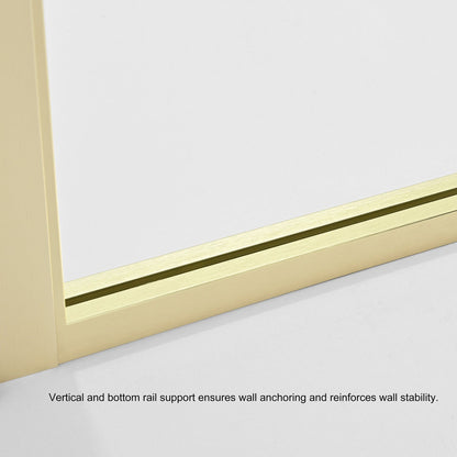 Vinnova Tafalla 34" x 74" Frameless Fixed Glass Panel in Brushed Gold Finish