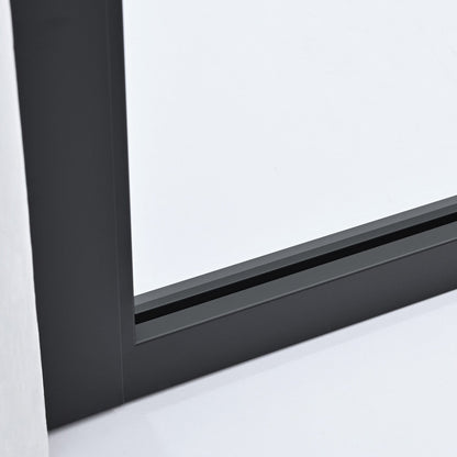 Vinnova Tafalla 34" x 74" Frameless Fixed Glass Panel in Matte Black Finish