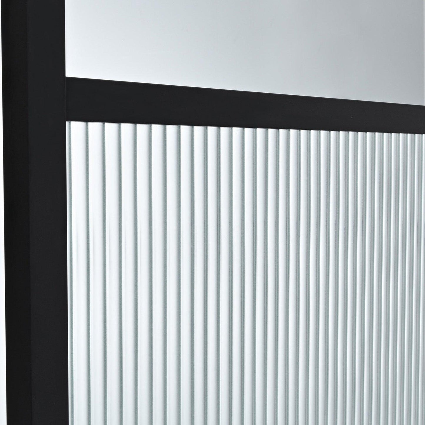 Vinnova Tafalla 34" x 74" Frameless Fixed Glass Panel in Matte Black Finish