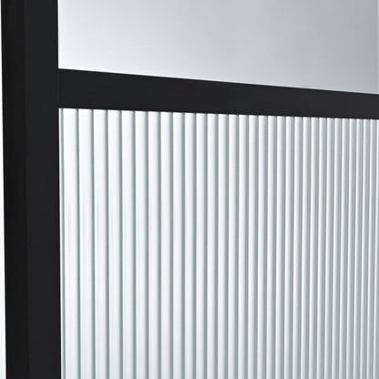 Vinnova Tafalla 34" x 74" Frameless Fixed Glass Panel in Matte Black Finish