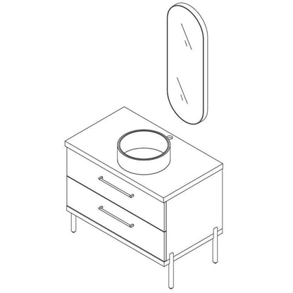 Vinnova Trento 36" Single Sink Bath Vanity In North American Oak With Black Sintered Stone Top With Oval Concrete Sink