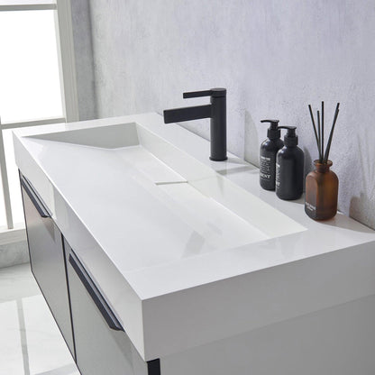Vinnova Vegadeo 48" Single Sink Bath Vanity In Grey Finish With White One-Piece Composite Stone Sink Top