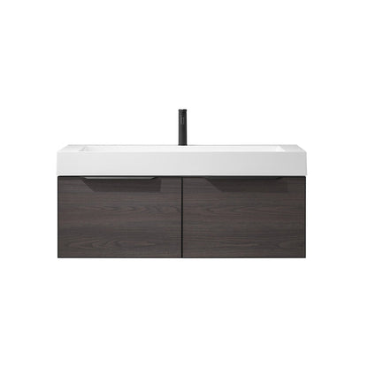 Vinnova Vegadeo 48" Single Sink Bath Vanity In Suleiman Oak Finish With White One-Piece Composite Stone Sink Top