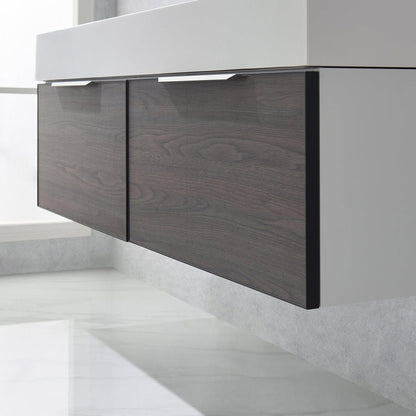 Vinnova Vegadeo 60" Double Sink Bath Vanity In Suleiman Oak Finish With White One-Piece Composite Stone Sink Top