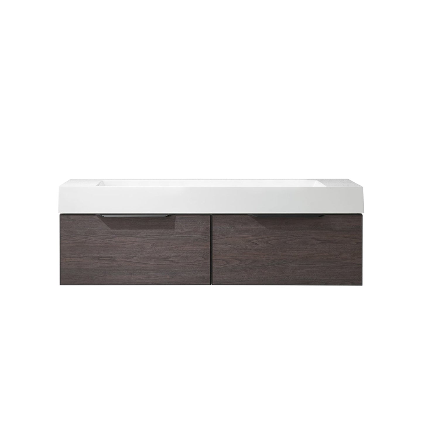 Vinnova Vegadeo 60" Double Sink Bath Vanity In Suleiman Oak Finish With White One-Piece Composite Stone Sink Top