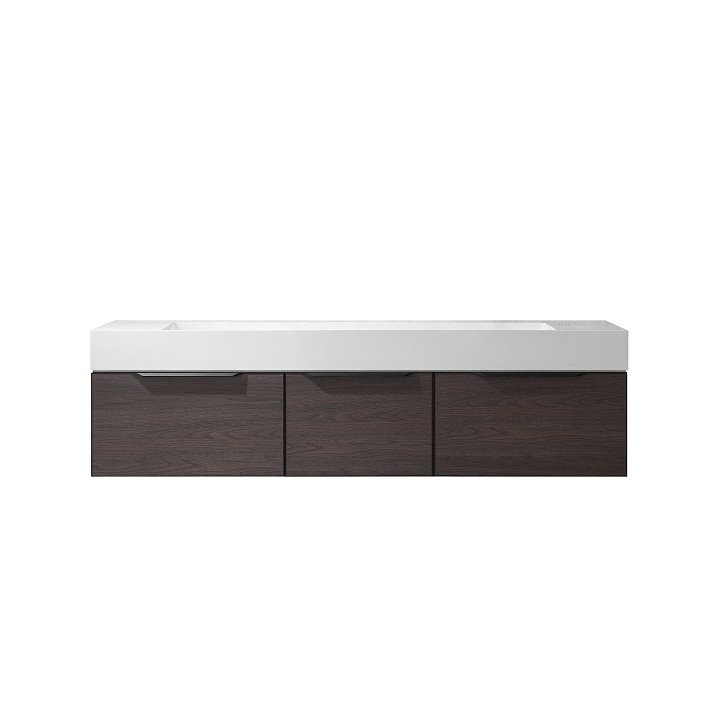 Vinnova Vegadeo 72" Double Sink Bath Vanity In Suleiman Oak Finish With White One-Piece Composite Stone Sink Top