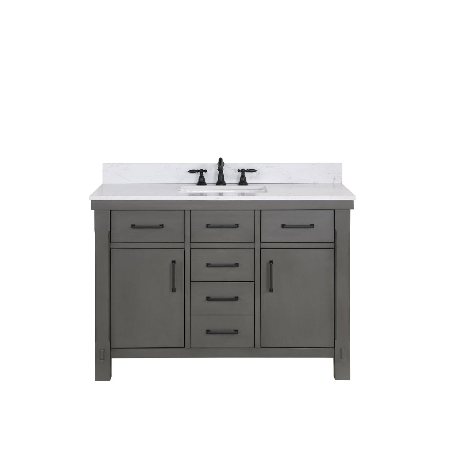 Vinnova Viella 48" Single Sink Bath Vanity In Rust Grey Finish With White Composite Countertop