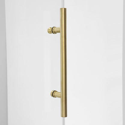 Vinnova Villena 56" x 78" Rectangle Single Sliding Frameless Shower Enclosure in Brushed Gold Finish