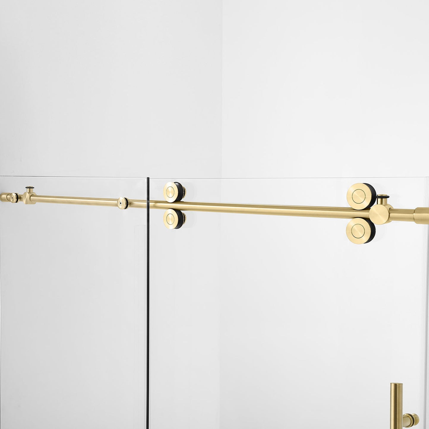 Vinnova Villena 56" x 78" Rectangle Single Sliding Frameless Shower Enclosure in Brushed Gold Finish