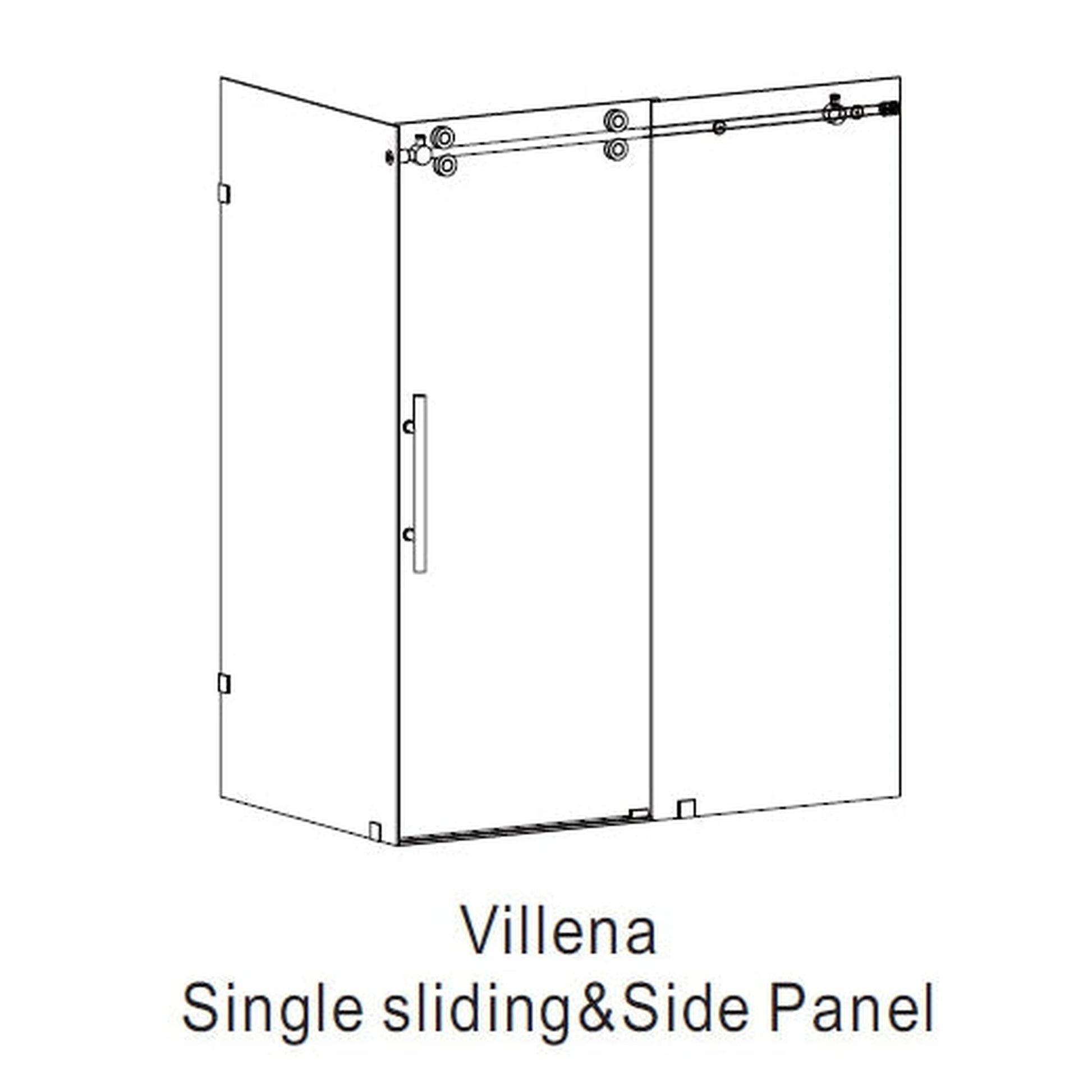 Vinnova Villena 56" x 78" Rectangle Single Sliding Frameless Shower Enclosure in Brushed Nickel Finish