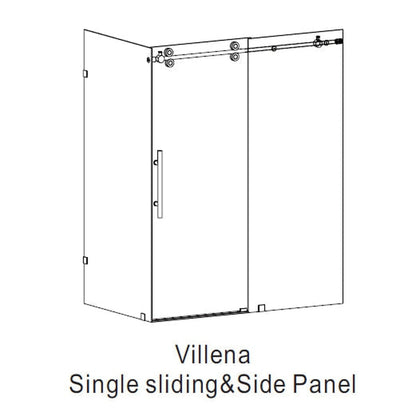 Vinnova Villena 56" x 78" Rectangle Single Sliding Frameless Shower Enclosure in Brushed Nickel Finish