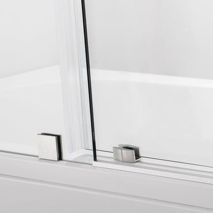 Vinnova Villena 56" x 78" Rectangle Single Sliding Frameless Shower Enclosure in Brushed Nickel Finish