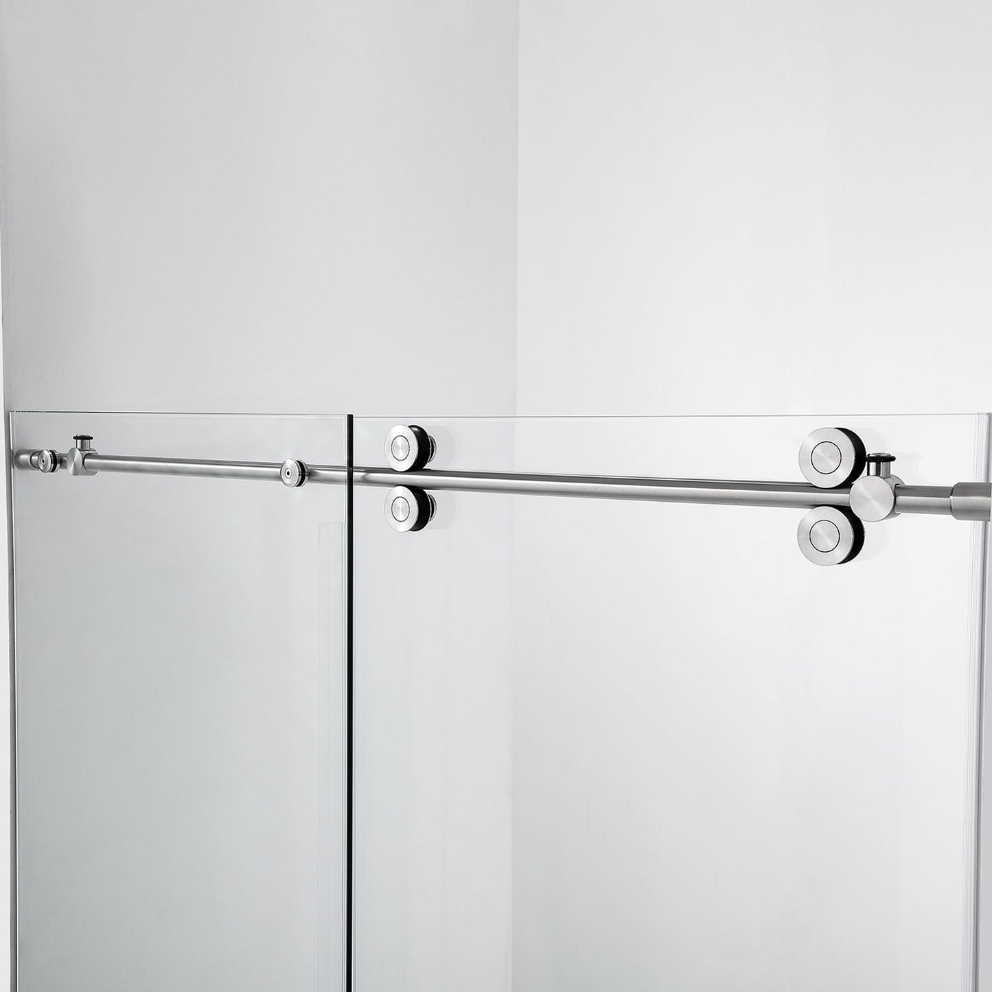 Vinnova Villena 56" x 78" Rectangle Single Sliding Frameless Shower Enclosure in Brushed Nickel Finish