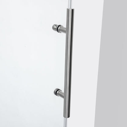 Vinnova Villena 56" x 78" Rectangle Single Sliding Frameless Shower Enclosure in Brushed Nickel Finish