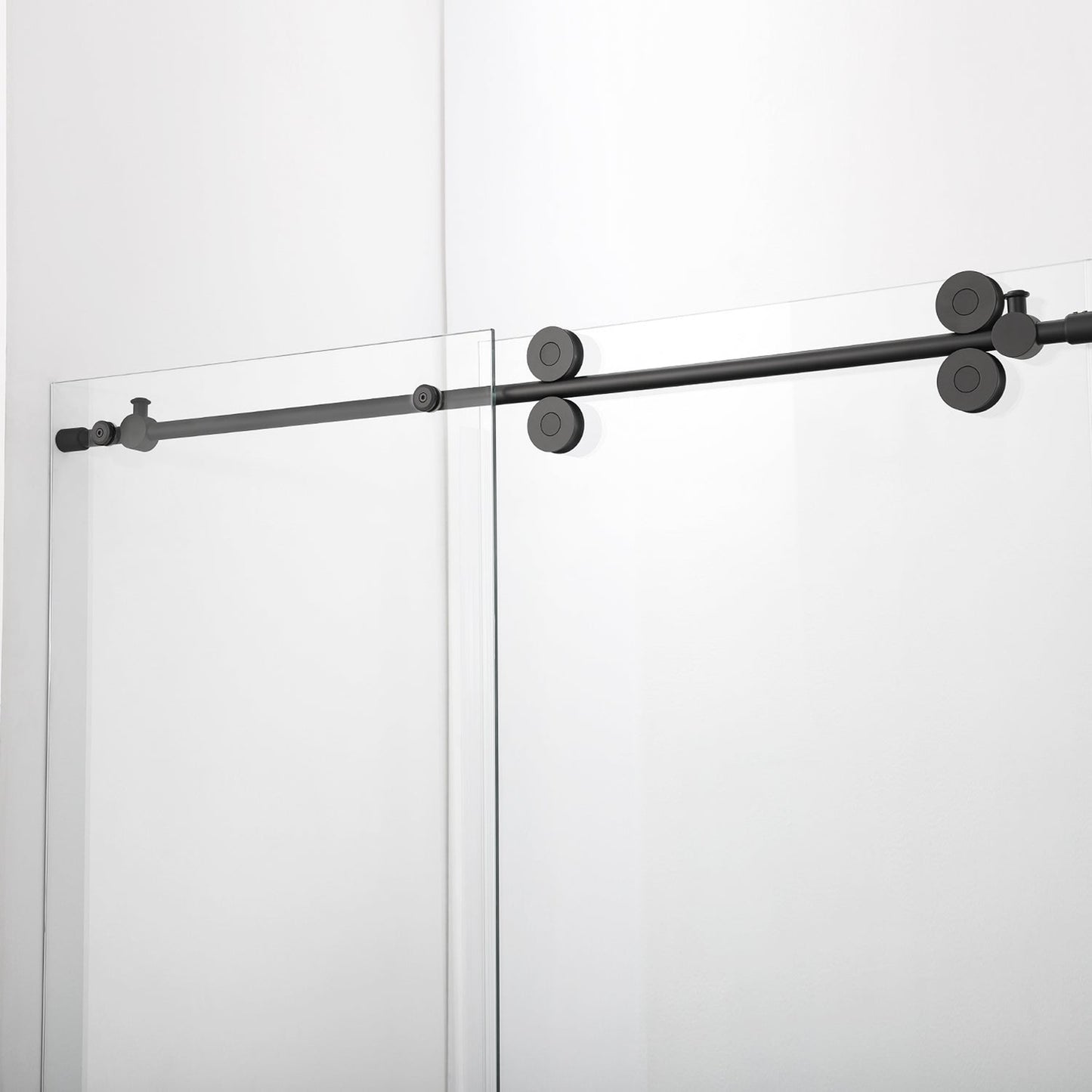 Vinnova Villena 56" x 78" Rectangle Single Sliding Frameless Shower Enclosure in Matte Black Finish