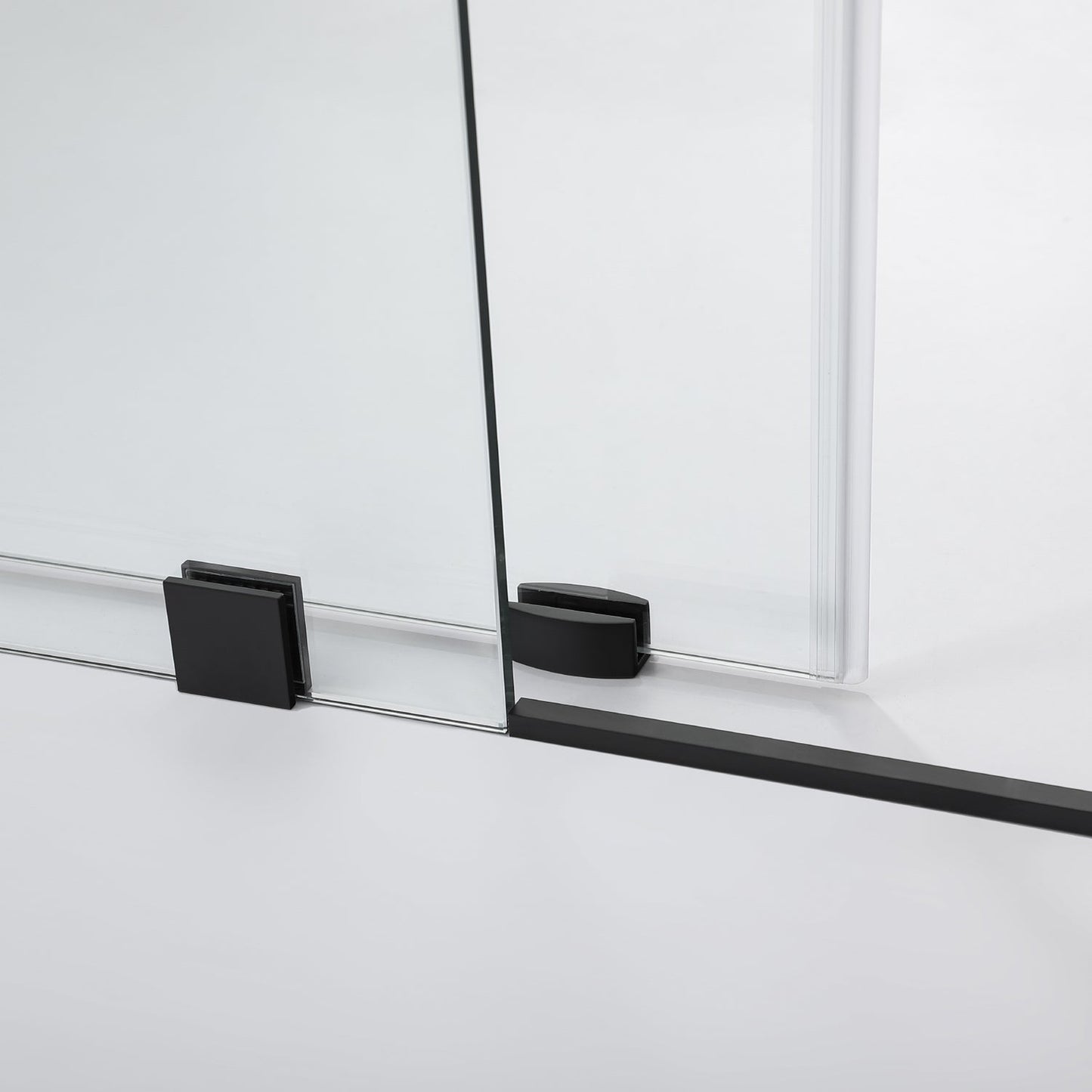 Vinnova Villena 56" x 78" Rectangle Single Sliding Frameless Shower Enclosure in Matte Black Finish