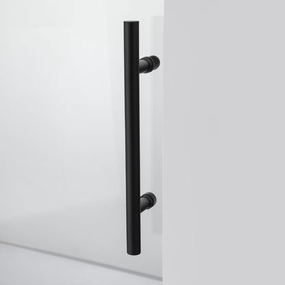 Vinnova Villena 56" x 78" Rectangle Single Sliding Frameless Shower Enclosure in Matte Black Finish