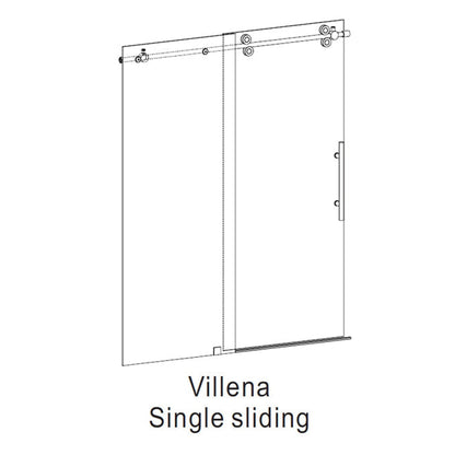 Vinnova Villena 56" x 78" Single Sliding Frameless Shower Door in Brushed Gold Finish